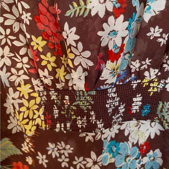 ASOS Design Brown Maxi Dress w/ Puff Sleeves in Vintage Floral Pattern - Picture 7 of 10